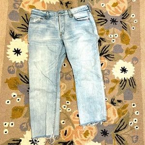 Levi’s 501s light wash cut off jeans